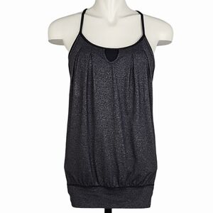 Lululemon Let It Loose Tank Top Black Heathered Grey Built-In Bra Size 4